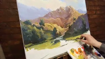 Как нарисовать весенний ГОРНЫЙ ПЕЙЗАЖ маслом. Полная версия
