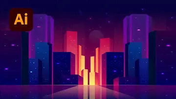 Ночной город в Adobe Illustrator/Night City in Adobe Illustrator