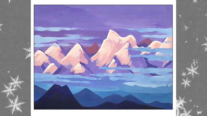 Зимний пейзаж. Розовые горы. (По мотивам картин Н. Рериха)  Landscape.