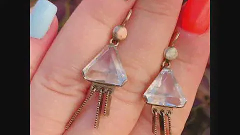 Серебряные серьги 875 звезда Свердловск горный хрусталь
