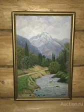 "ГОРНАЯ ДОЛИНА" 1990г. АРГ, МАСЛО. 37 х 55. РОСКОШНЫЙ АВТОРСКИЙ ПЕЙЗАЖ. КОЛЛЕКЦИОННЫЙ УРОВЕНЬ! (1)