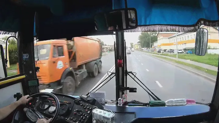 Кемерово. Автобус 53 - "ДК Кировского - Стройгородок". Bus route 53. (RUS subtitles)