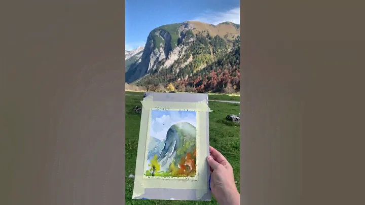 Watercolour painting, mountain landscape. Горный пейзаж.