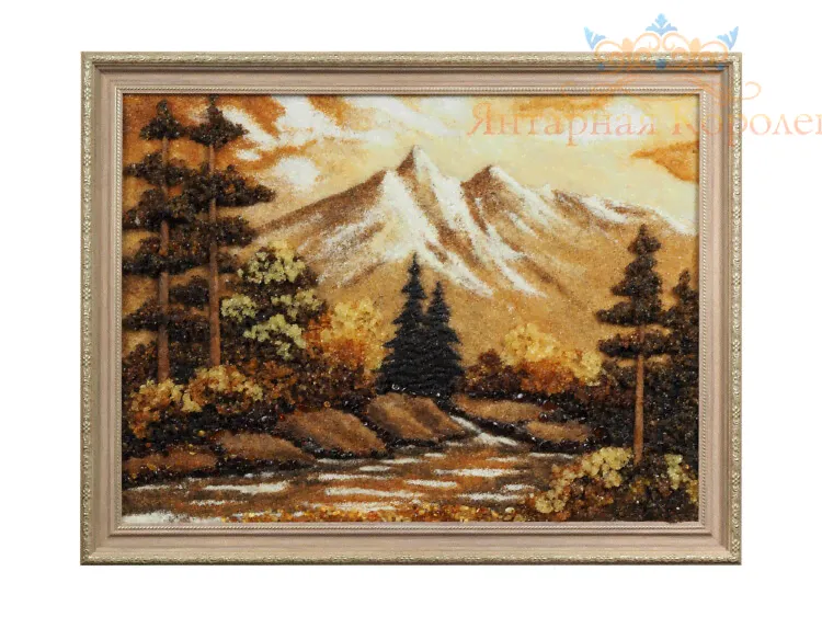 Картина из янтаря "Горная речка" арт. м.375