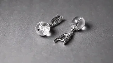 Горный хрусталь, Ø12 мм., серебро, серьги, 353СРГ